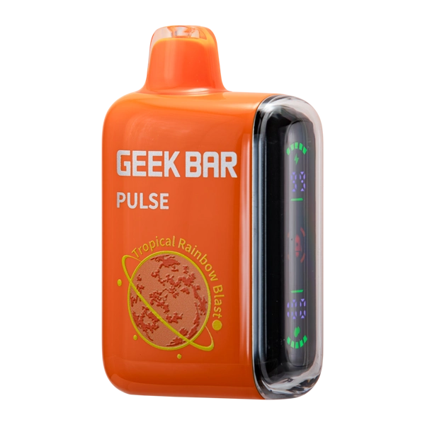 close up of mouth inhaling coca cola geekbar with visible vapor cloud
