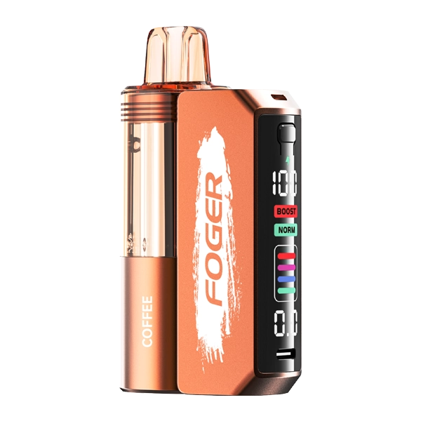 A side-by-side comparison showing the two components of foger refill pods - the reusable power bank and the disposable liquid pod